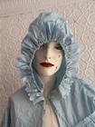 Antique Nightgown Victorian Hooded Nightdress Combing Gown Blue Ruffle 1800s