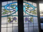 Wonderful Matched Pair Of Floral Stained Glass Window