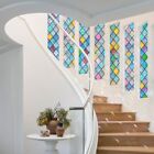 Rabbitgoo Stained Glass Window Film Decorative Rainbow Colorful Lattice Sticker