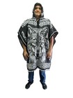 2xl Mexican Poncho With Hood   Wolf   Wolves    Blanket  One Size  Black   White