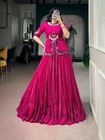 Pink Georgette Lehenga Choli Printed Garba Outfit Stitched Navratri Set