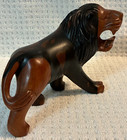 Lion Hand Carved Solid Piece Of Wood 5 5   Tall X 7   Long