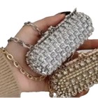 New Multi Rhinestone Chain Strap Lipstick Holder Micro Clutch Crossbody - U Pick