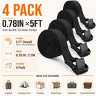 4-pack Lashing Straps With Buckles  0 78 Inch X 5 Feet  Black Cam Straps