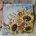 Sunflower Bird Cocktail Napkin Decoupage Craft Paper Napkin 4 Panel Floral