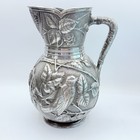 Antique C1885 Meriden Silver Co  Aesthetic Birds   Berries Sun Water Pitcher