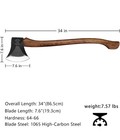 34  Professional Wood Splitting throwing Axe With Leather Sheath  7 57lbs Weight