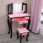 Kids  Wooden Vanity Table And Stool Set 3 Mirrors princess Makeup Dressing Table