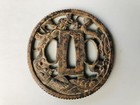 Y7107 Tsuba Iron Sword Guard Dragon Japan Samurai Katana Antique Koshirae Edo