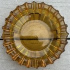 Vintage Fostoria Large 7  Amber Glass Ashtray Mcm Starburst Sun Heavy Ribbed