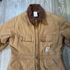 Vtg Carhartt  X02 Brn 40 Short Brown Duck Quilt Lined Insulated Coveralls 