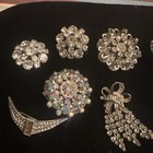 Lot Of 8 Vintage Pins And Brooches Rhinestones