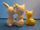 Vintage Rubber Squeak Toy Taiwan 2 Cats   Rabbit  Lot Of 3  2 5  To 4  Tall