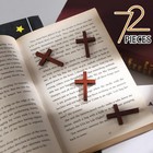 Srefaka 72 Pcs Mini Wooden Crosses Miniature  1 1 X 1 65 X 0 2 Inches   Brown 