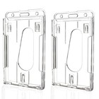 2 Pack Hard Plastic Badge Holders Heavy Duty Clear Id Credit Card Protector