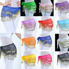 Dancer Wear Belly Dance Hip Scarf Wrap Belt Dancer Skirt Costume Coins Colorful