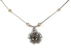 Citrine Flower   Beads Pendant Necklace Sterling Silver 925 16 -18  Pre-owned