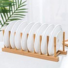8-slots Bamboo Wooden Dish Rack Stand Pot Lid Holder Organizer   Kitchen Cabi   