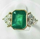 Art Deco Vintage Style Lab Created Green Emerald Engagement 14k Gold Filled Ring