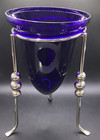 Cobalt Blue Vase W  Stand Made In India Unique  9 5  Tall Decorative