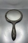 Vtg Victorian Silver Plated Hand Held Vanity Mirror 5 1 2    X 9 1 2    Beautiful