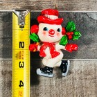 Vintage Ice Skating Snowman Ornament Japan Mid Century Christmas Plastic Kitsch