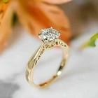 1 2ct Round Cut Lab Created Diamond Women Engagement Ring 14k Yellow Gold Plated