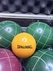 Vintage Bocce Ball Set 8 Balls W  Spalding Pallino Metal Carry Case Lawn Game