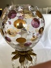 Vtg Hollywood Regency Coin Dot Czech Glass Brass Lamp Marble Crystal Prisms