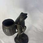 Vintage Bronze Metal Frog Spill Holder Vase Figurine With Basket Beautiful     