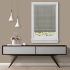 Cordless Gray Mini Window Blinds 2  Inch Faux Wood Grain Plantation Blind