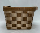 Longaberger Small Side Handled To Go Tote Nylon Wood Basket Tan Protector Pocket