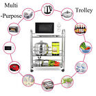 3-tier Stainless Steel  kitchen Trolley Cart Microwave Oven Rack Utility Cart Us
