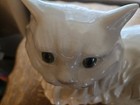 Vintage White Persian Ceramic Cat  Green Eyes With Pink Nose Large 17   