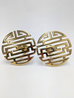 Vintage Set Of 2 Chinese Mun Shou Symbol Brass Curtain Tie Back Holders