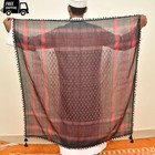 Palestine Keffiyeh Scarf Red Black Cotton Arab Shemagh Tassel 48x48