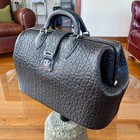 Vintage Buffalo Hide Kruse Doctors Bag Leather Black Medical Briefcase Case