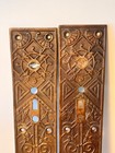 Pair Vintage Antique Arts   Crafts Brass Doorknob Escutcheon Plates Eastlake