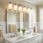 Vanity Light 39 In Nickel With Glass Shade 6-lights Wall Fixture Bathroom Mirror