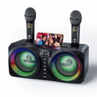Portable Bluetooth Karaoke Machine 2 Uhf Wireless Microphone Pa System Bass Echo