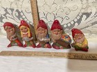 Vintage Family Of 5 Hand Painted Ceramic Garden Gnomes Very Nice 5 5x3 25 V nice