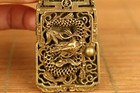 Chinese Old Bronze Hand Carving Dragon Statue Netsuke Pendant Gift Amulets