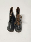 Antique Victorian Black Leather High Top Baby Boots Kids Lace Up Shoes Doll   