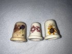 Lot Of 3 Wooden Floral Thimbles