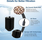 10-50gal Aquarium Sponge Filter With Air Stone And Ceramic Media
