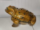 Vintage Jumbo Xl Ceramic Bullfrog Toad Frog Green Eyes Patio Garden Figurine Lg