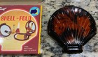 Vintage Shell Shaped Double Compact Mirror Tortoise Acrylic 1980   s New Open Box