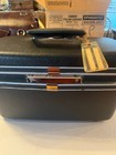 Vtg 1960 Samsonite Silhouette Case Blue Cosmetic Black charcoal Luggage