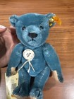Steiff Blue Teddy Bear 7    Miniature Genuine Mohair Button In Ear ref 267 