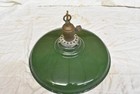 Vintage Green Porcelain  Metal Industrial Barn Gas Station Light Shade 12   